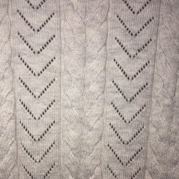Ann Taylor L Silver Gray Cable Knit Pearled Sweater - Picture 8 of 12